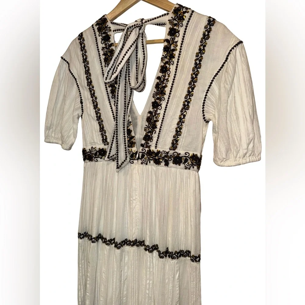 Ulla Johnson Alma Dress Blanc 100% Cotton Gauze 4 Maxi Sequin Embroidered $795 - Picture 9 of 11